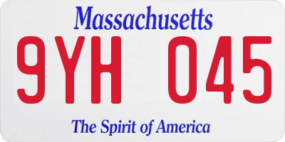 MA license plate 9YH045
