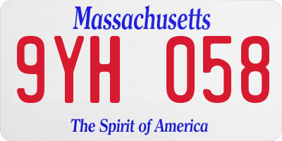 MA license plate 9YH058