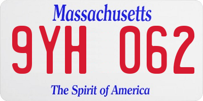 MA license plate 9YH062