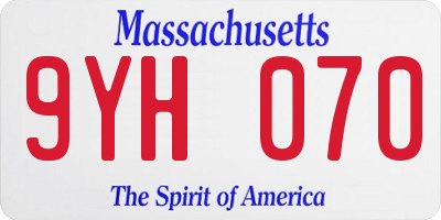 MA license plate 9YH070
