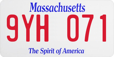 MA license plate 9YH071