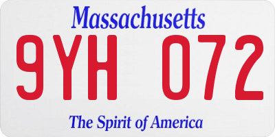 MA license plate 9YH072