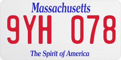 MA license plate 9YH078