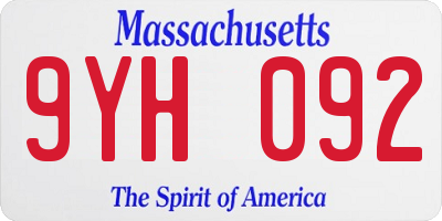 MA license plate 9YH092