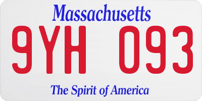 MA license plate 9YH093