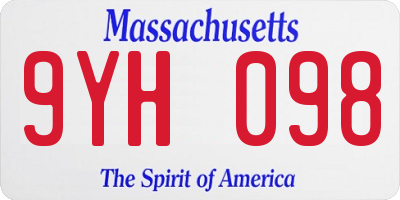 MA license plate 9YH098