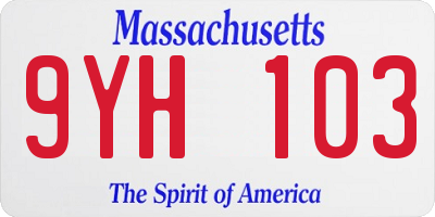 MA license plate 9YH103