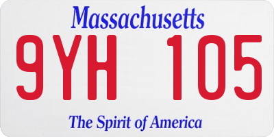 MA license plate 9YH105