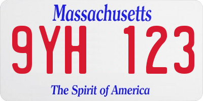 MA license plate 9YH123