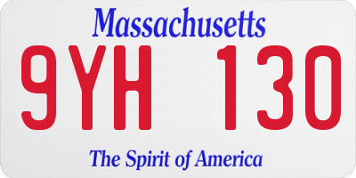 MA license plate 9YH130