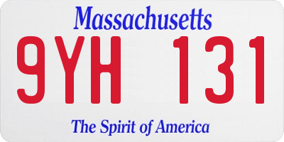 MA license plate 9YH131