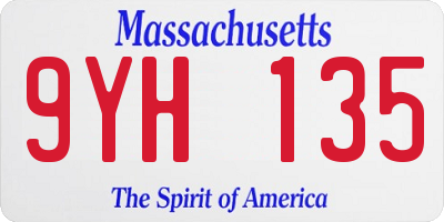 MA license plate 9YH135