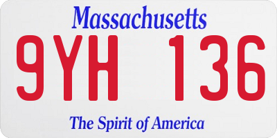 MA license plate 9YH136
