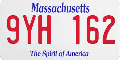 MA license plate 9YH162