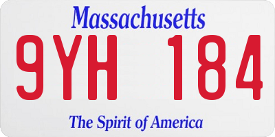MA license plate 9YH184