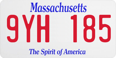 MA license plate 9YH185