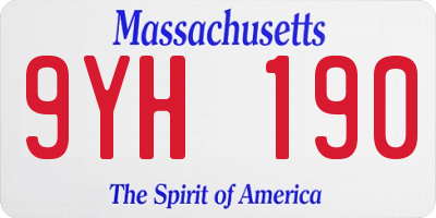 MA license plate 9YH190