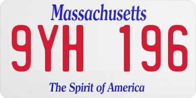 MA license plate 9YH196