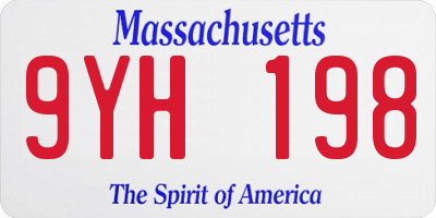 MA license plate 9YH198