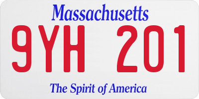 MA license plate 9YH201