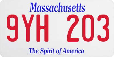 MA license plate 9YH203