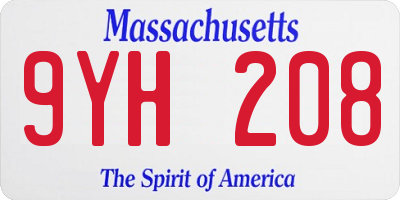 MA license plate 9YH208