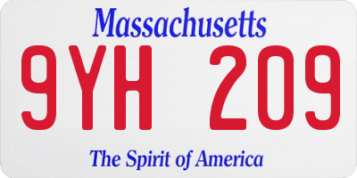 MA license plate 9YH209