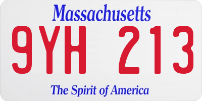 MA license plate 9YH213
