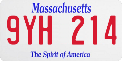 MA license plate 9YH214
