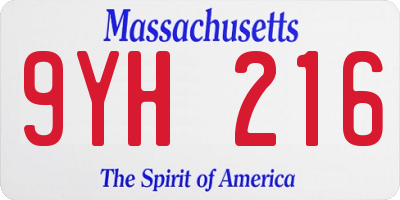 MA license plate 9YH216