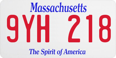 MA license plate 9YH218
