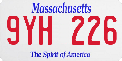 MA license plate 9YH226