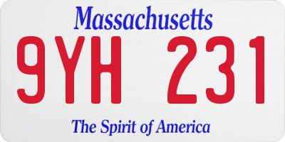 MA license plate 9YH231