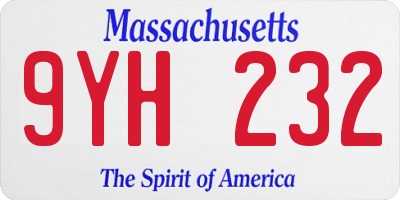 MA license plate 9YH232