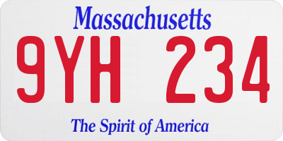 MA license plate 9YH234