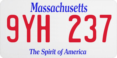 MA license plate 9YH237