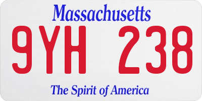 MA license plate 9YH238