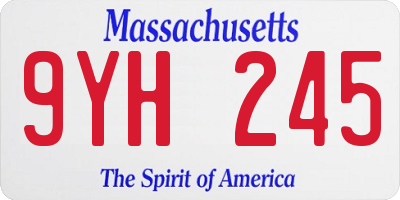 MA license plate 9YH245