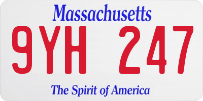 MA license plate 9YH247
