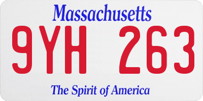 MA license plate 9YH263