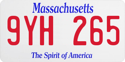 MA license plate 9YH265