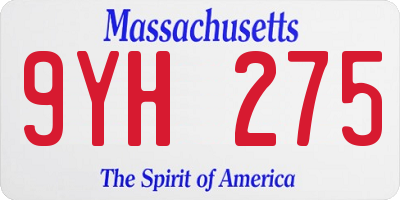 MA license plate 9YH275