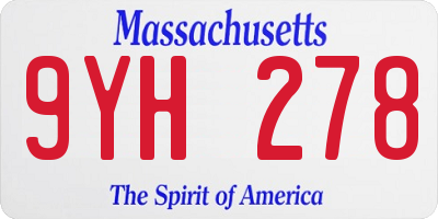 MA license plate 9YH278