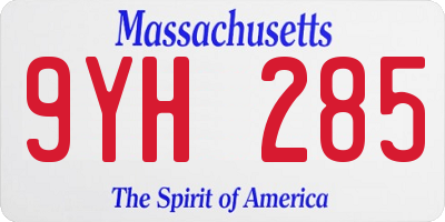 MA license plate 9YH285