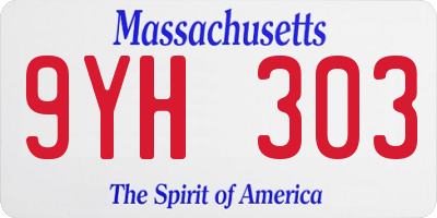 MA license plate 9YH303