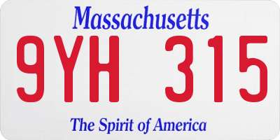 MA license plate 9YH315