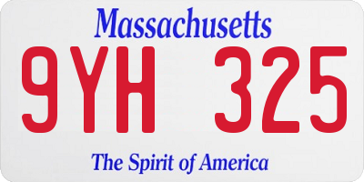 MA license plate 9YH325