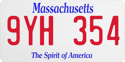 MA license plate 9YH354