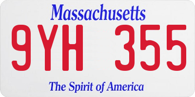 MA license plate 9YH355