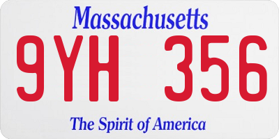 MA license plate 9YH356